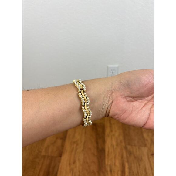 B14 Coro Faux Pearl Link Bracelet Audrey Hepburn Style Vintage Old Hollywood - Picture 3 of 12